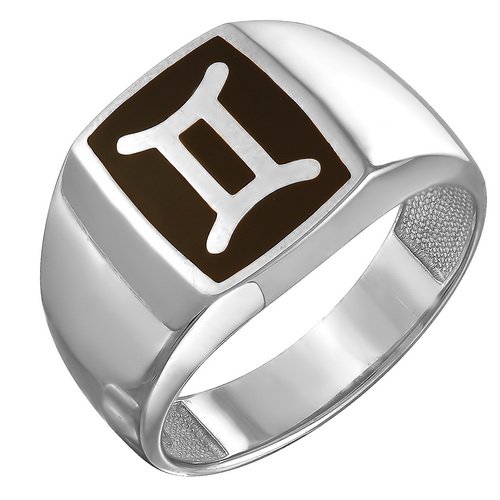 z1-8441-6 Печатка из серебра 925 пробы с родированием.Близнецы. Серебро 925. 