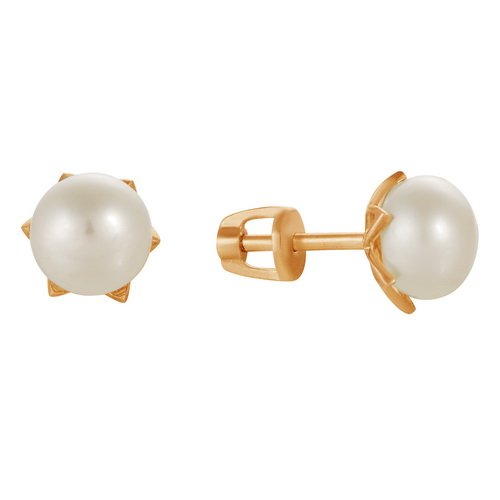 z2-7881 Пусеты с жемчугом 8 мм. Золото 585. 