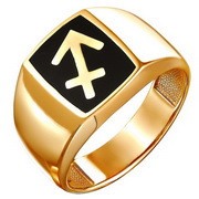 z1-8441-12 Печатка со знаком зодиака. Золото 585.  