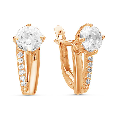 z2-8996 Серьги с фианитами. Золото 585. 