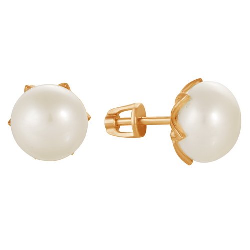 z2-7882 Пусеты с жемчугом 10 мм. Золото 585. 