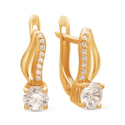 z2-8972 Серьги с фианитами. Золото 585.