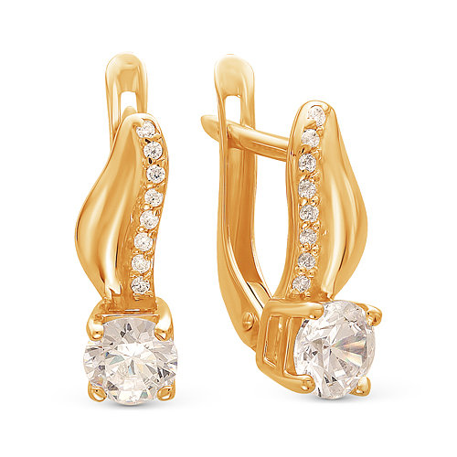 z2-8972 Серьги с фианитами. Золото 585. 