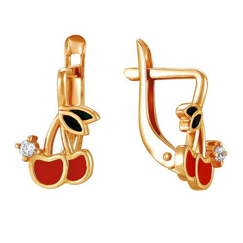 z2-752d-a Детские серьги "вишенки" на английском замке.Золото 585. 