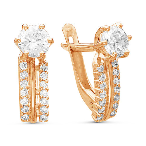 z2-8998 Серьги с фианитами. Золото 585. 