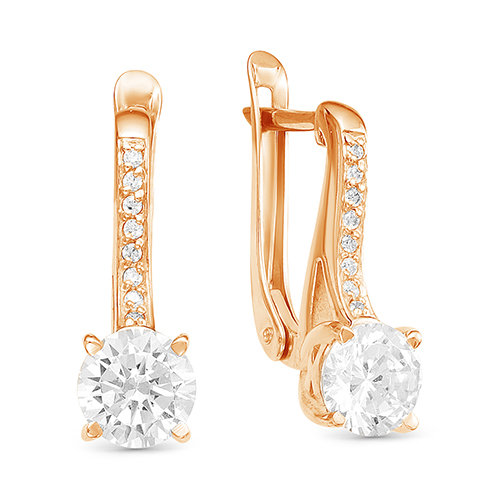 z2-9674 Серьги с фианитами. Золото 585. 