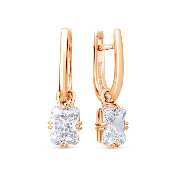 z2-10480 Серьги с фианитами. Золото 585. 