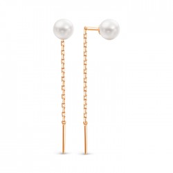 z2-10212n Серьги пусеты-продёвки с жемчугом. Золото 585.