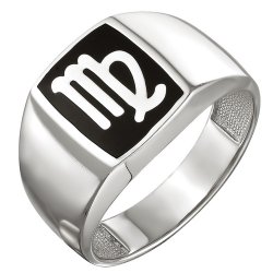 z1-8441-9 Печатка из серебра 925 пробы с родированием. Дева.Серебро 925.