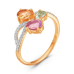 z1-8911 Кольцо с полудрагоценными вставками. Золото 585.