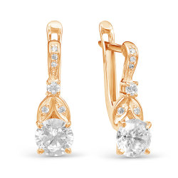 z2-9687 Серьги с фианитами. Золото 585.