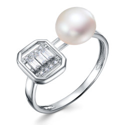 z1-11407 Кольцо с жемчугом. Серебро 925.
