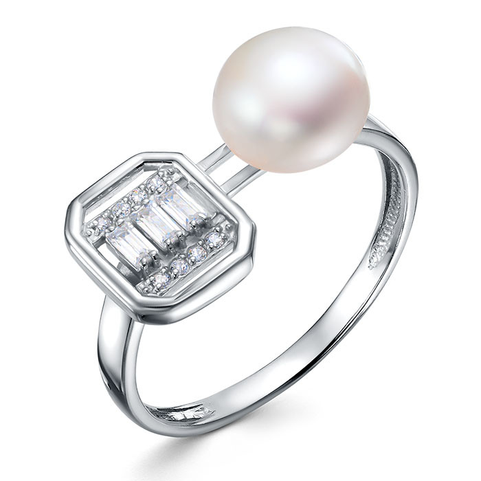 z1-11407 Кольцо с жемчугом. Серебро 925. 