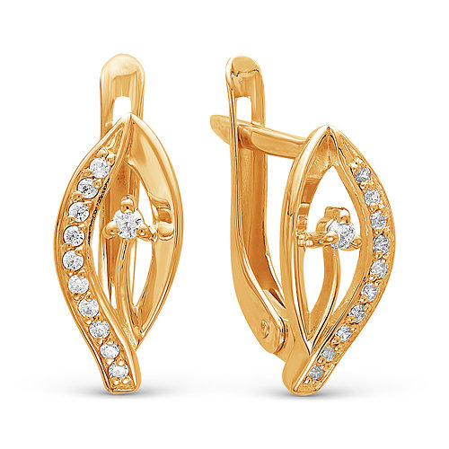 z2-8980 Серьги с фианитами. Золото 585. 