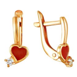 2-754d-a Детские серьги "сердечко" на английском замке.Золото 585.