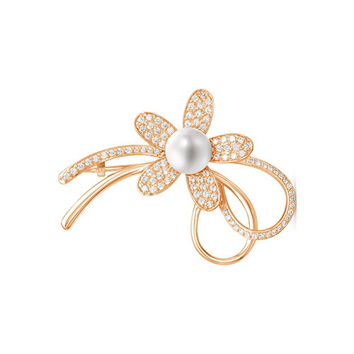 z7-079 Брошь с жемчугом. Золото 585. 