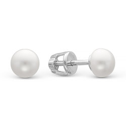 z2-9127 Пусеты с жемчугом 6мм. Серебро 925.