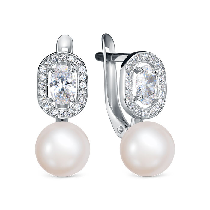 z2-11480 Серьги с жемчугом. Серебро 925. 