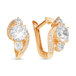 z2-9689 Серьги с фианитами. Золото 585.