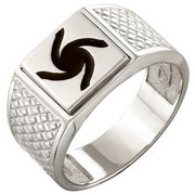 z1-8226 Печатка из серебра 925 пробы с родированием. ВЕЛЕСОВИК. Серебро 925. 