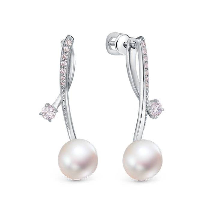 z2-11483 Серьги с жемчугом. Серебро 925. 