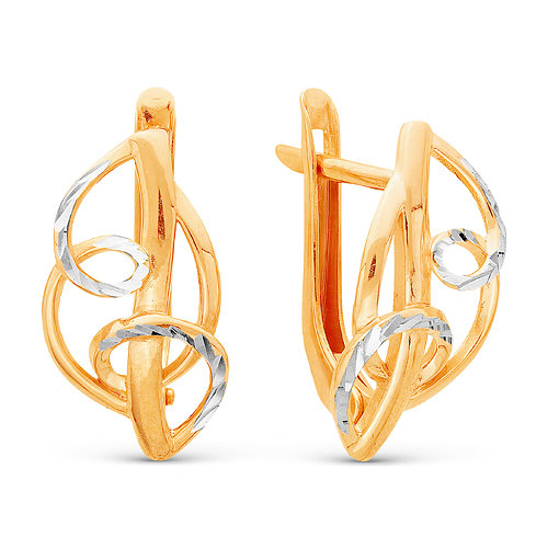 z2-8938 Серьги без вставок. Золото 585. 