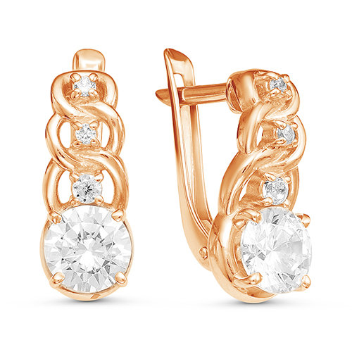 z2-9631 Серьги с фианитами. Золото 585. 