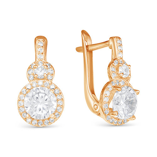 z2-9683 Серьги с фианитами. Золото 585. 