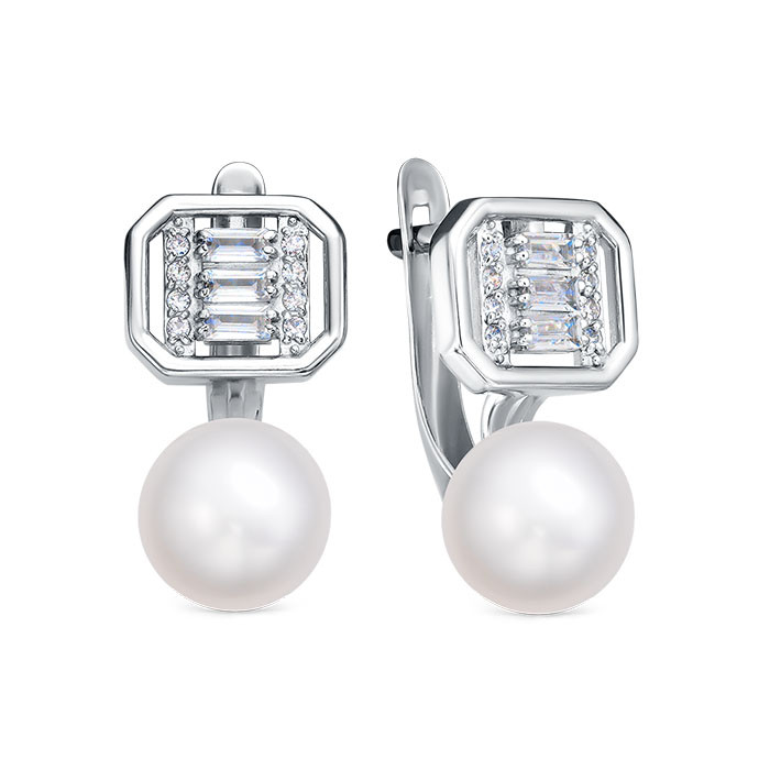 z2-11407 Серьги с жемчугом. Серебро 925. 