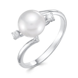 z1-9702 Кольцо с жемчугом. Серебро 925.