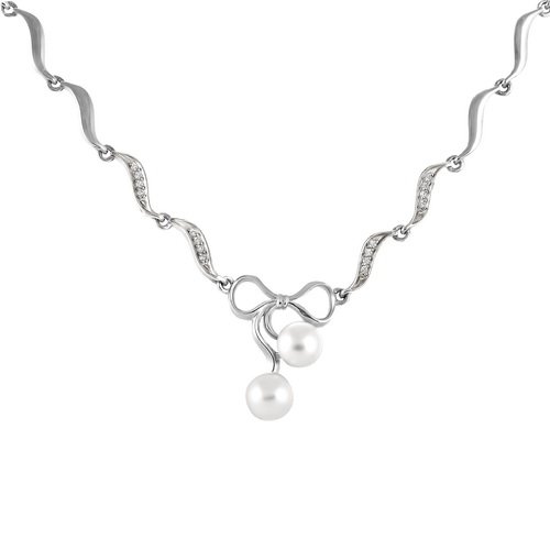 z4-012 Колье с жемчугом. Серебро 925. 