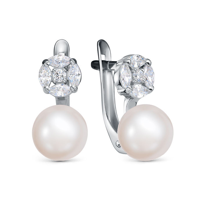 z2-11481 Серьги с жемчугом. Серебро 925. 