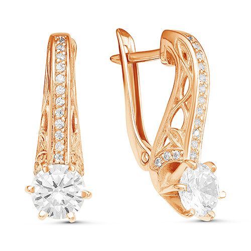 z2-9637 Серьги с фианитами. Золото 585. 