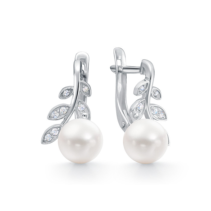 z2-10668 Серьги с жемчугом. Серебро 925. 