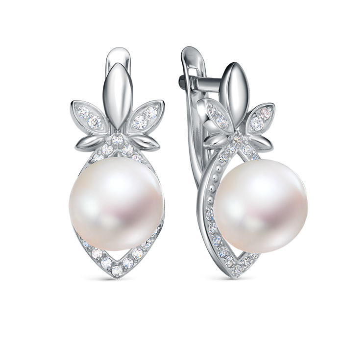 z2-11485 Серьги с жемчугом. Серебро 925. 