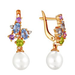 z2-8717 Серьги с полудрагоценными вставками. Золото 585.