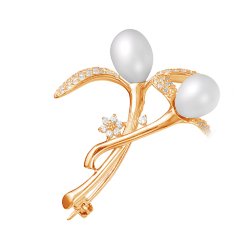 z7-054 Брошь с жемчугом. Золото 585.