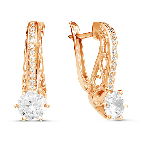 z2-9639 Серьги с фианитами. Золото 585. 