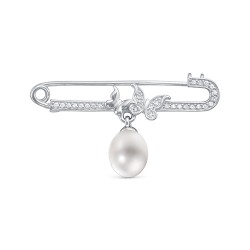 z7-074 Брошь с жемчугом. Серебро 925.