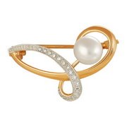 z7-013 Брошь с жемчугом. Серебро 925. 