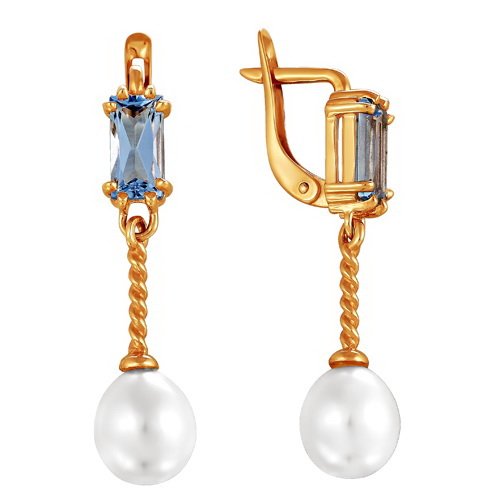 z2-8726 Серьги с полудрагоценными вставками. Золото 585. 