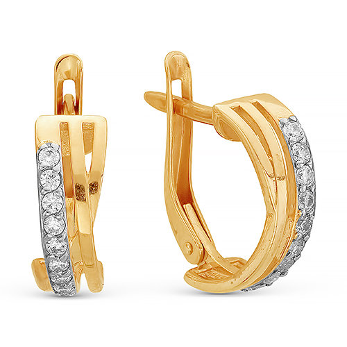 z2-8966 Серьги с фианитами. Золото 585. 