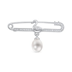 z7-075 Брошь с жемчугом. Серебро 925.