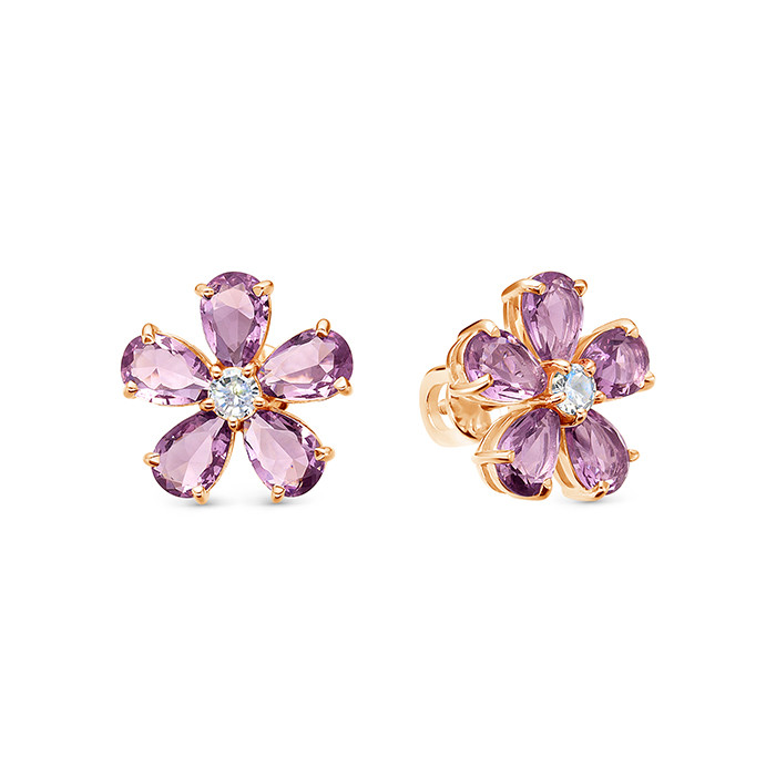 z2-10349 Пусеты с фианитами. Золото 585. 