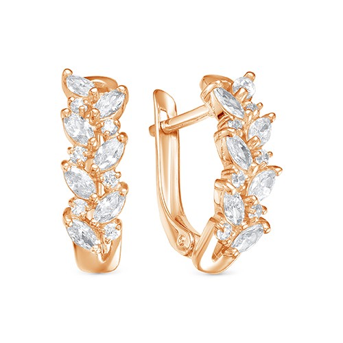 z2-10092 Серьги с фианитами. Золото 585. 