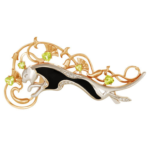 z7-002 Брошь с фианитами. Серебро 925. 