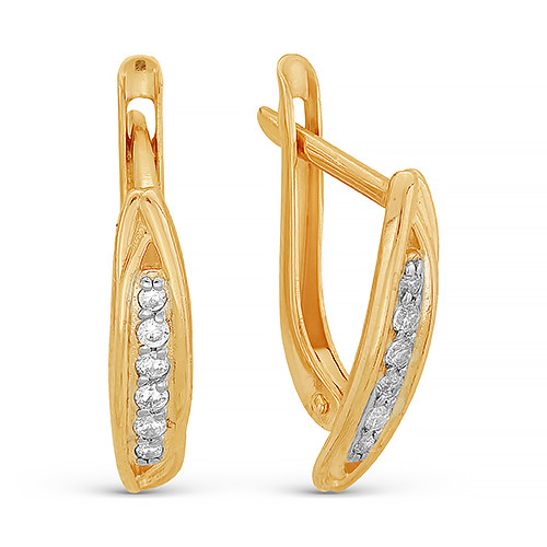 z2-8968 Серьги с фианитами. Золото 585.  