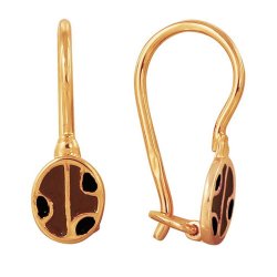 z2-762d Детские серьги "божья коровка" на петельке.Золото 585.