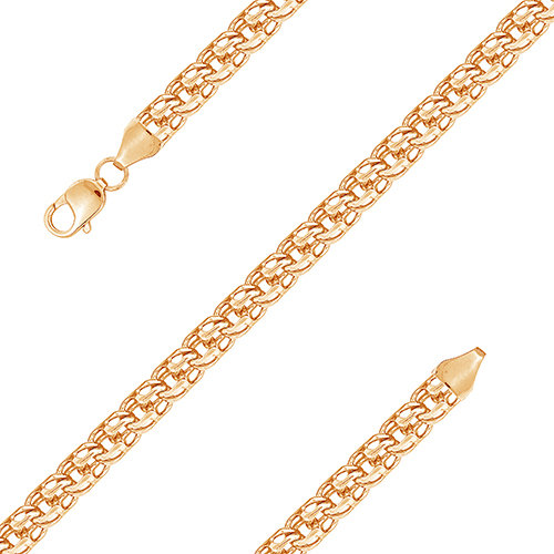 z6-074bv0.7-1 Цепь ручного плетения Бисмарк волна.Толщина проволоки 0,70 мм.Золото 585. 