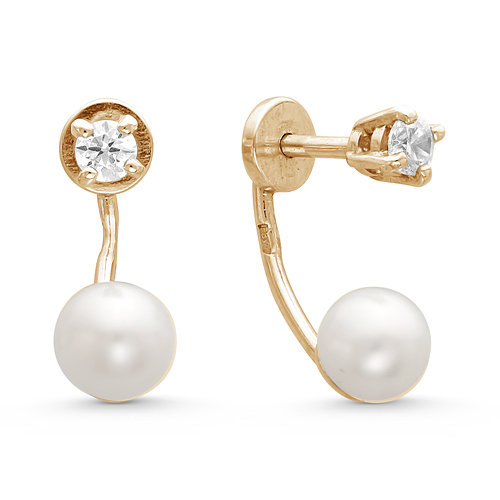 z2-9137 Серьги-пусеты с жемчугом. ХИТ СЕЗОНА. Золото 585. 